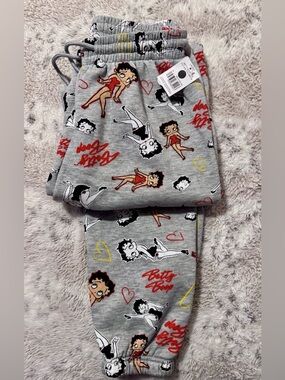 Betty Boop Gray Graphic Jogger Sweatpants